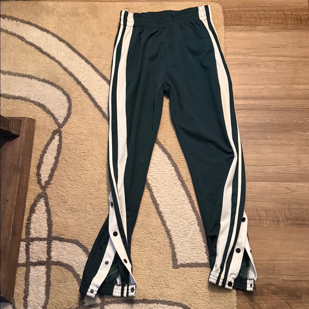 Shein Green Track Pants with White Side Stripes